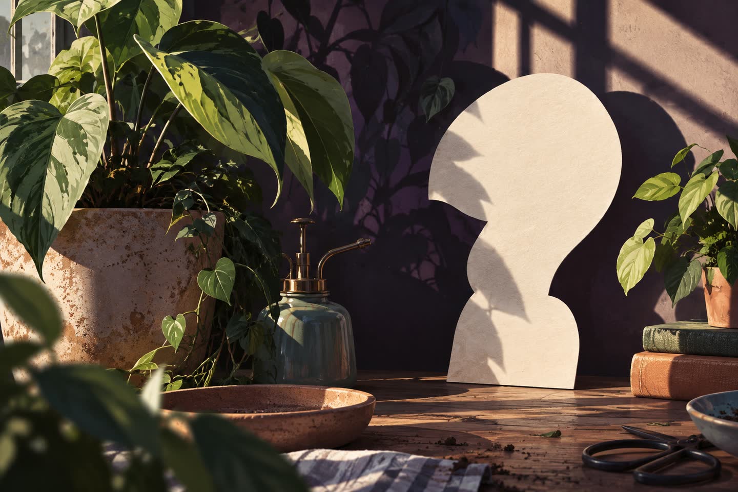Partly shadowed overlapping foliage