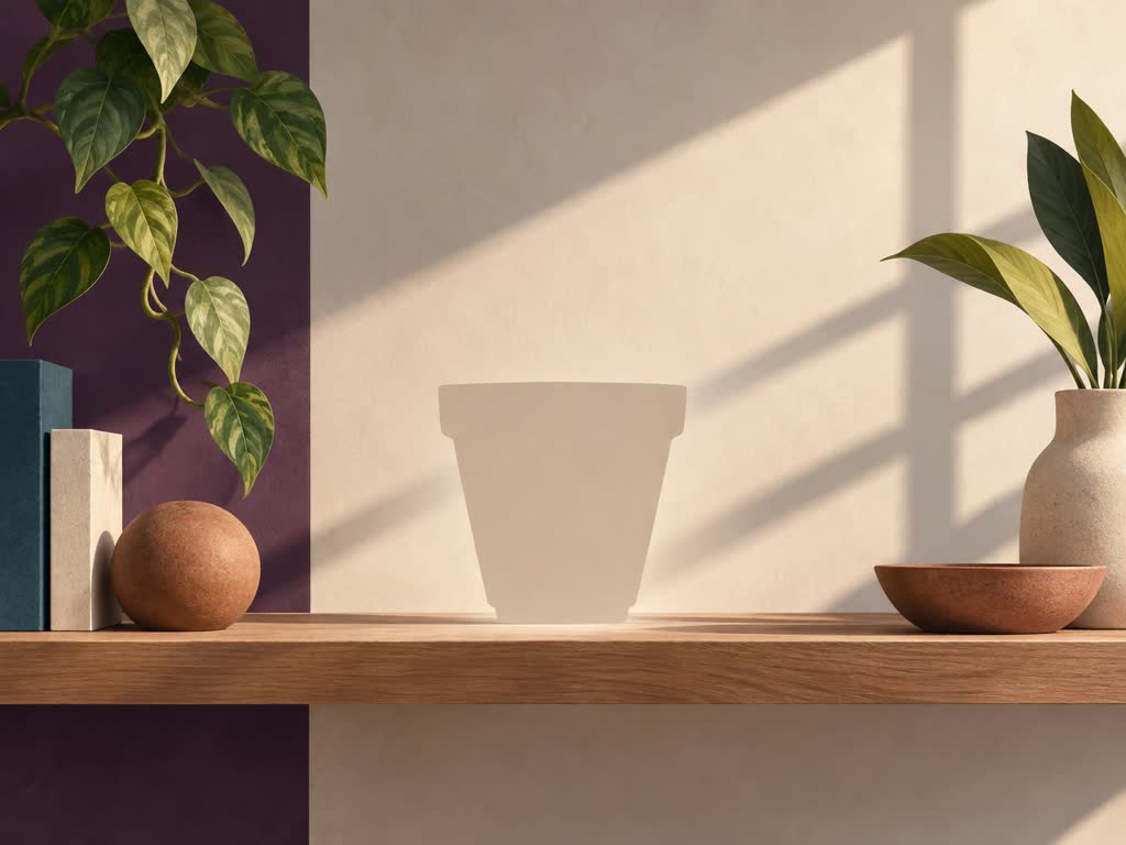 Empty shelf space with a lifted pot-shaped silhouette