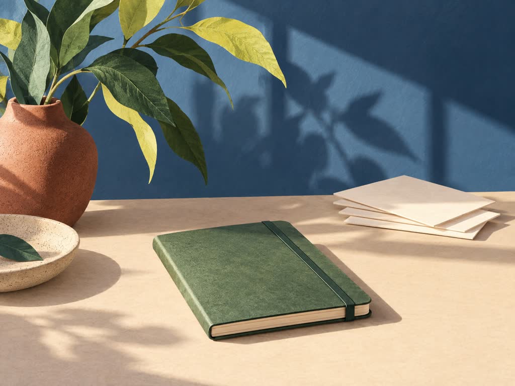 One personal notebook separated from distant blank cards